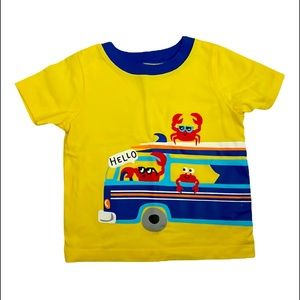 Yellow T-shirt with blue lining around the neck. Size 12 months worn 2 twice